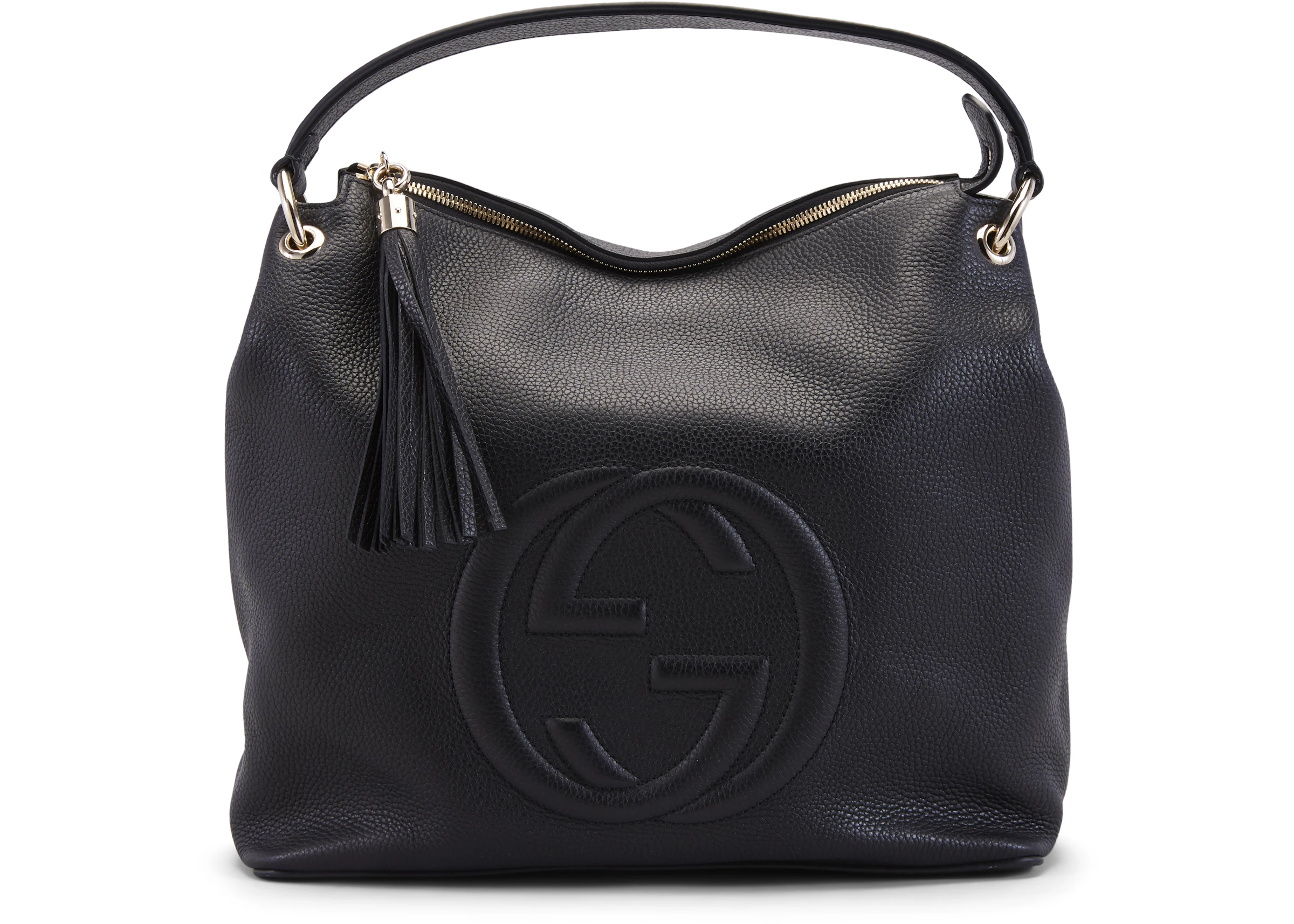 Gucci Hobo Bag Soho Large Black in Pebbled Calfskin Leather with Gold-tone  - US