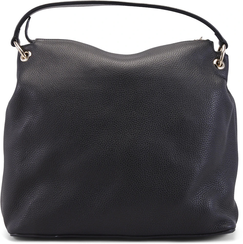 Gucci Hobo Bag Soho Large Black in Pebbled Calfskin Leather with Gold ...