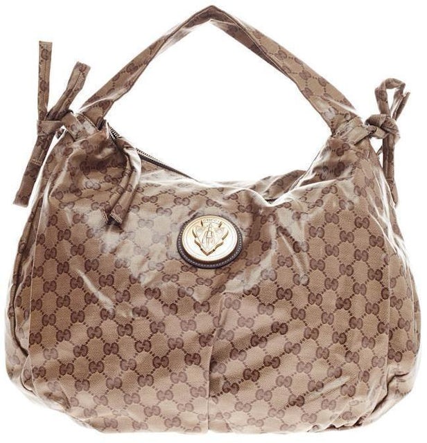 Gucci Hobo Monogram GG Supreme Large Light Brown in Coated Canvas