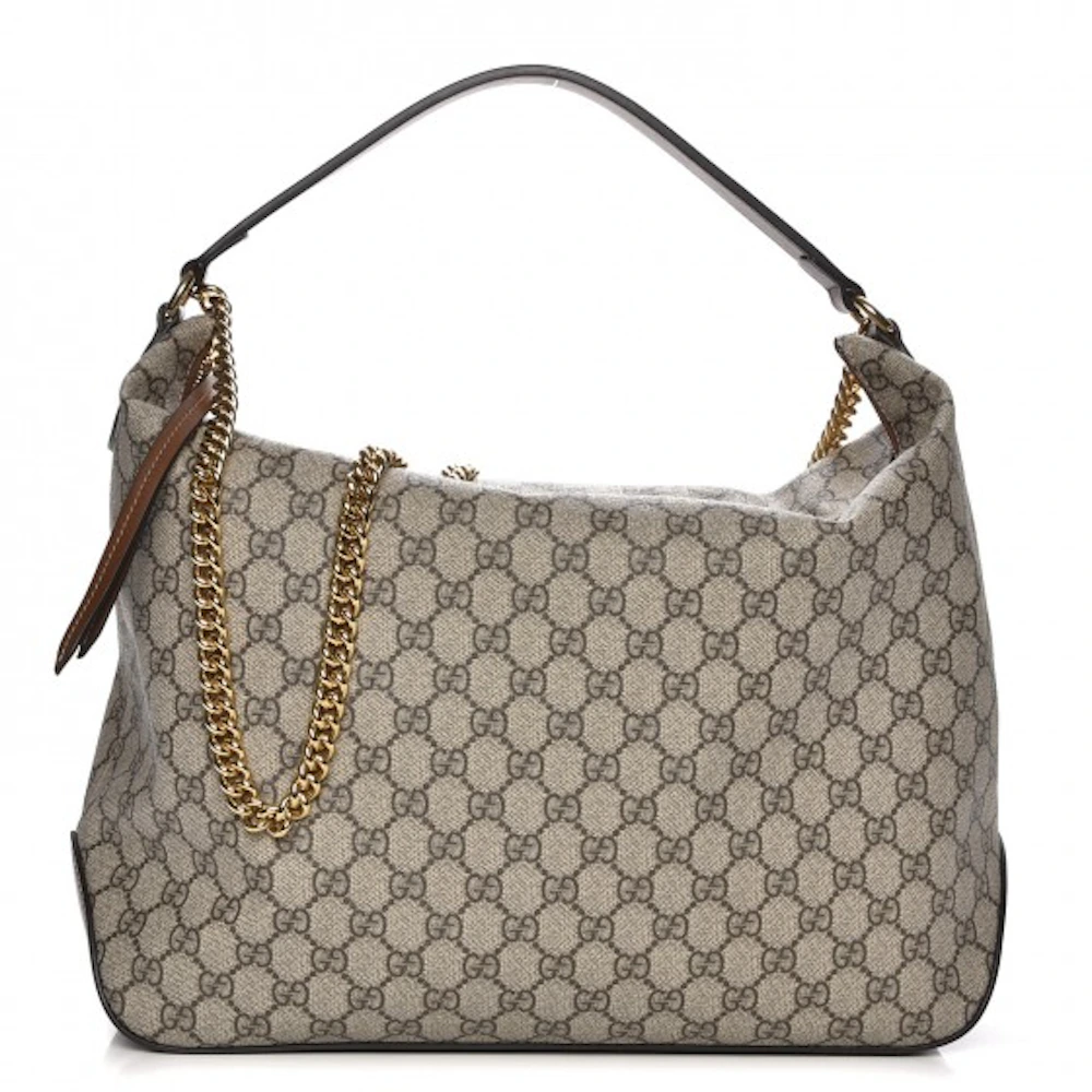 Gucci Hobo Monogram GG Supreme Large Light Brown in Coated Canvas with  Gold-tone - US