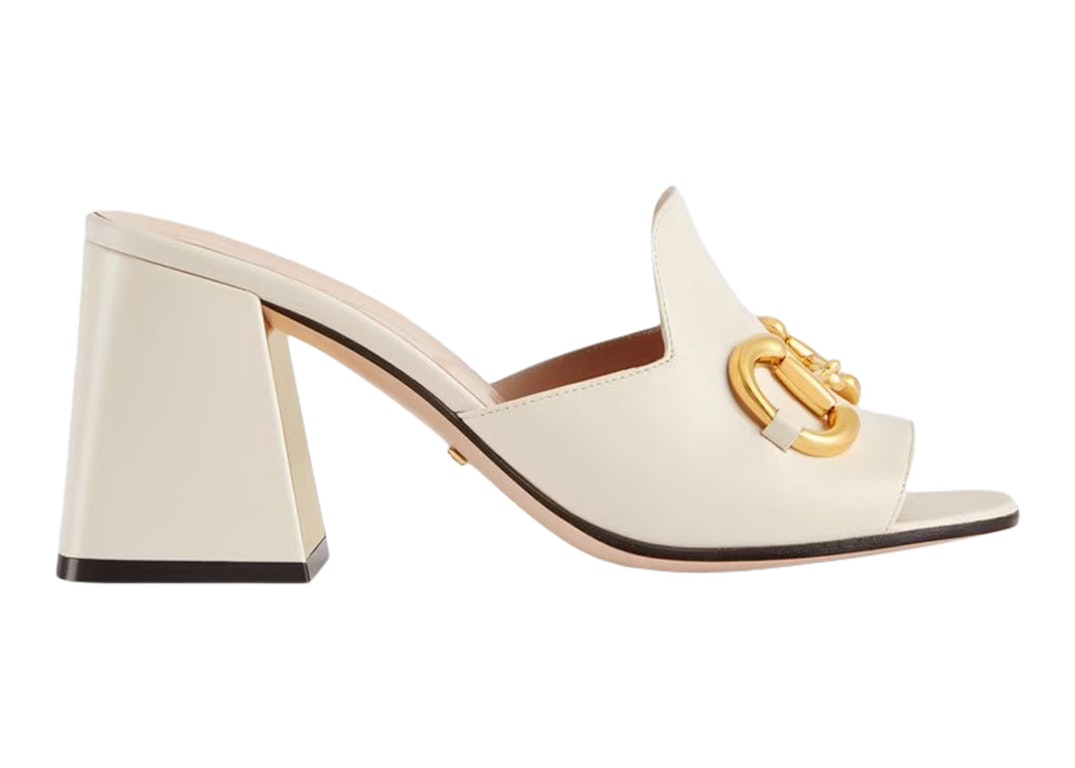 Pre-owned Gucci Horsbit 75mm Heeled Sandal White Leather In White/gold