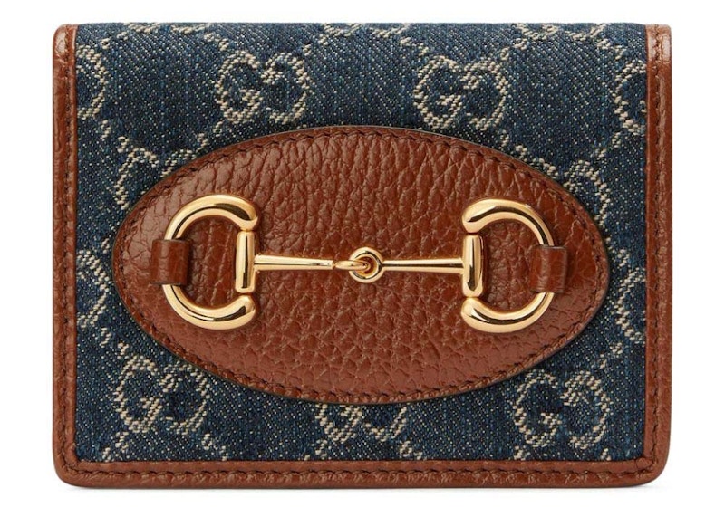 Gucci Horsebit 1955 Card Case Blue ivory