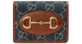 Gucci Horsebit 1955 Card Case Blue/ivory