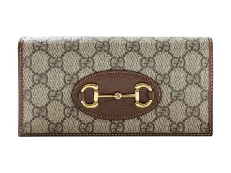 長財布 GUCCI Horse bit 1955 ChainWallet Gucci Horsebit 1955 wallet on chain in beige and dark brown