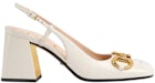 Gucci Horsebit 75mm Heeled Slingback White Leather