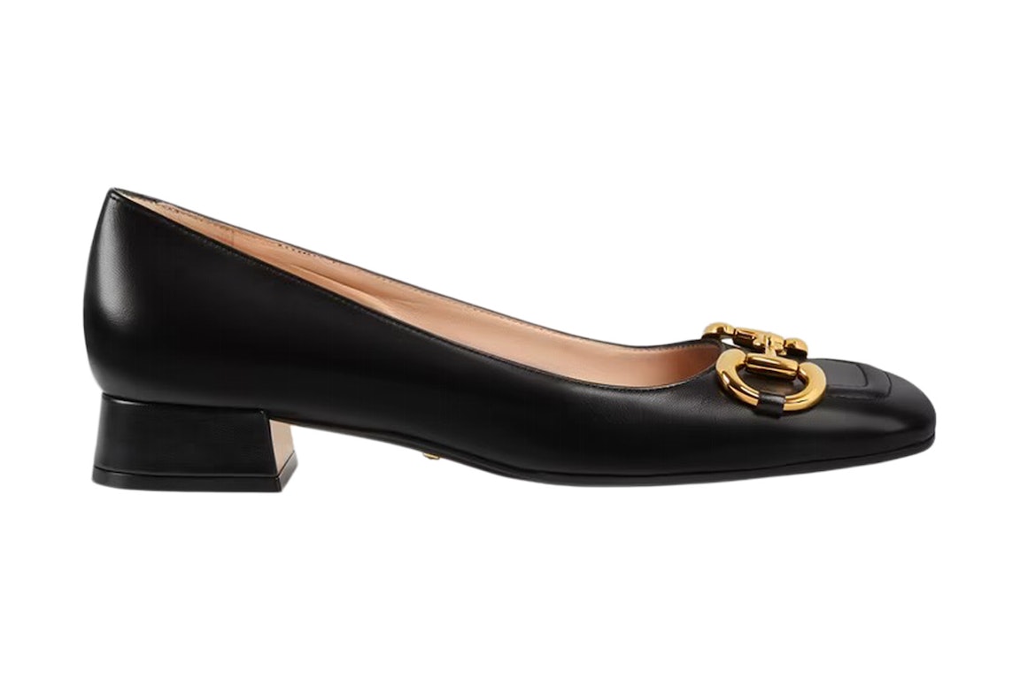 Pre-owned Gucci Horsebit Ballet Flat Black Leather In Black/gold