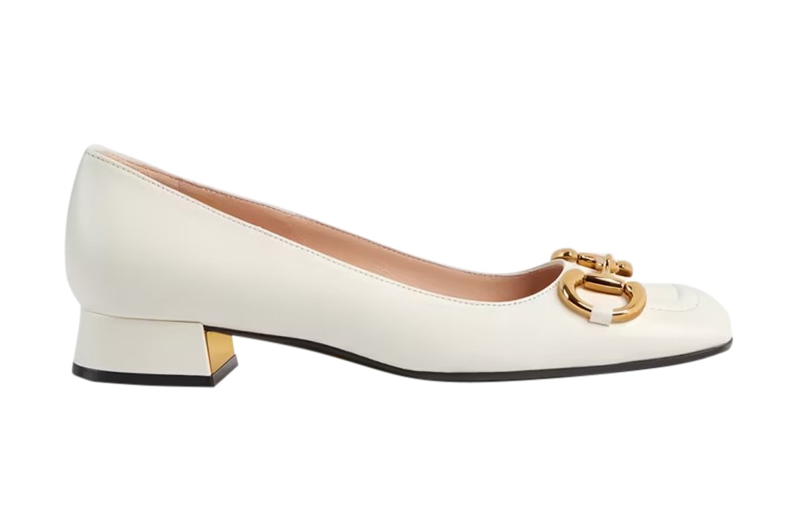 Pre-owned Gucci Horsebit Ballet Flat White Leather In White/gold