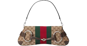 Gucci Horsebit Chain Medium Shoulder Bag Beige/Ebony