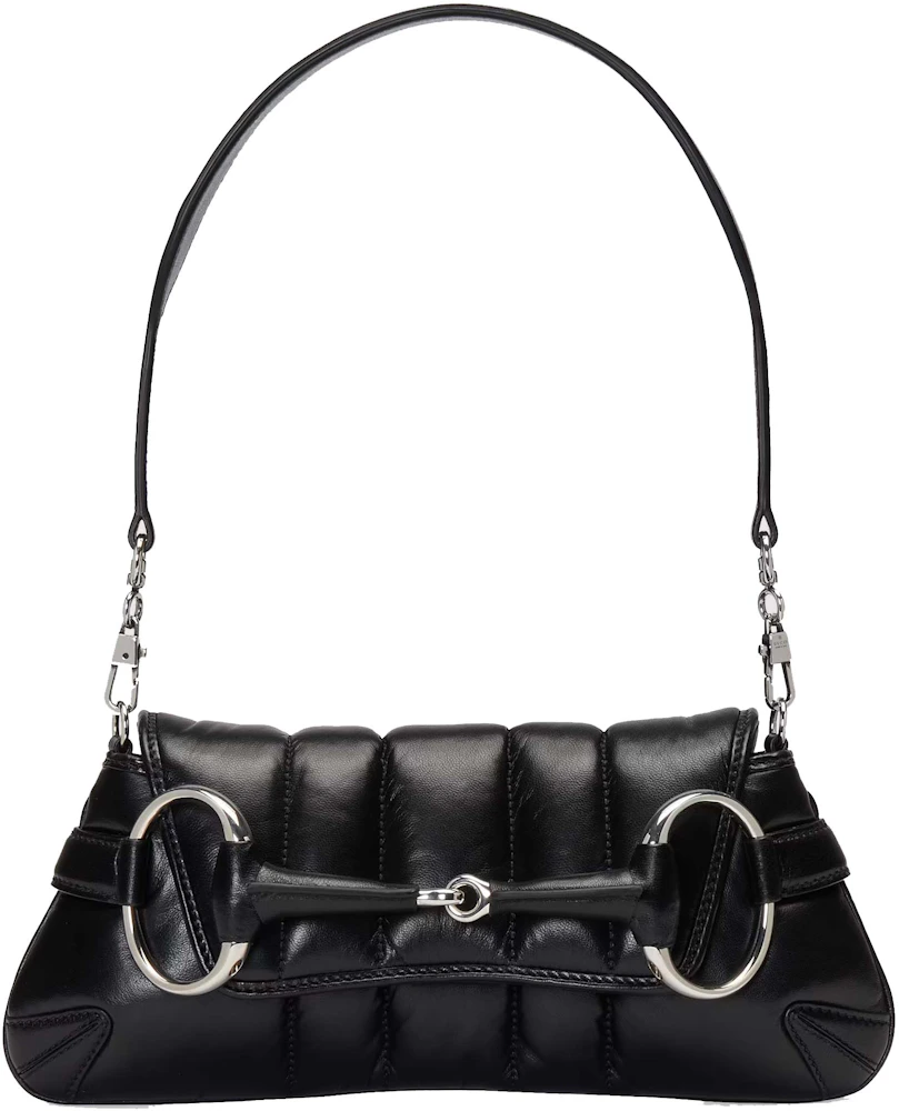 Gucci Horsebit Chain Small Shoulder Bag Black in Quilted Leather with ...