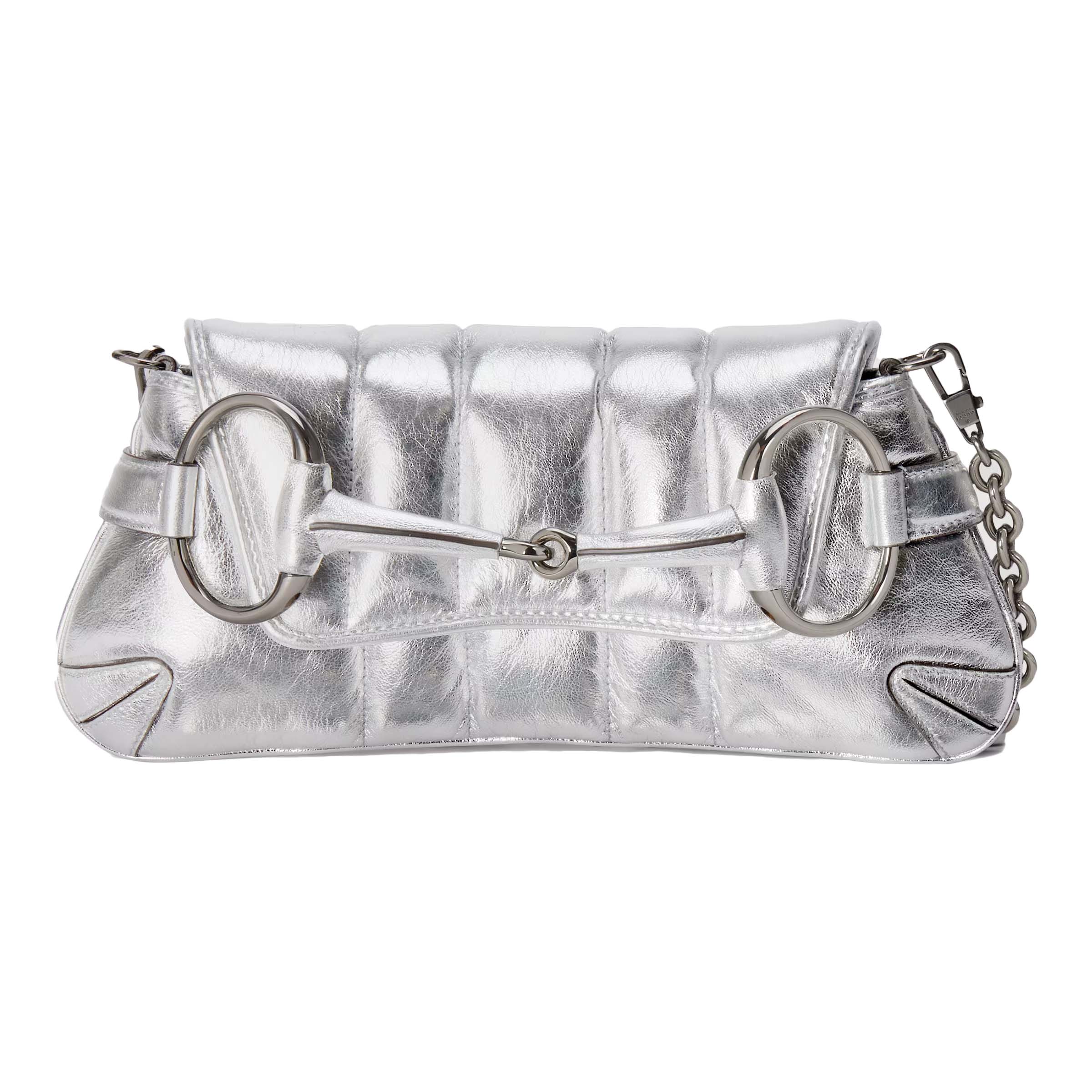 Silver chain shoulder outlet bag