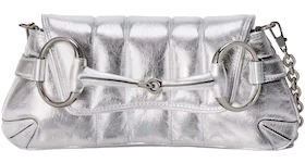 Gucci Horsebit Chain Small Shoulder Bag Silver Metallic