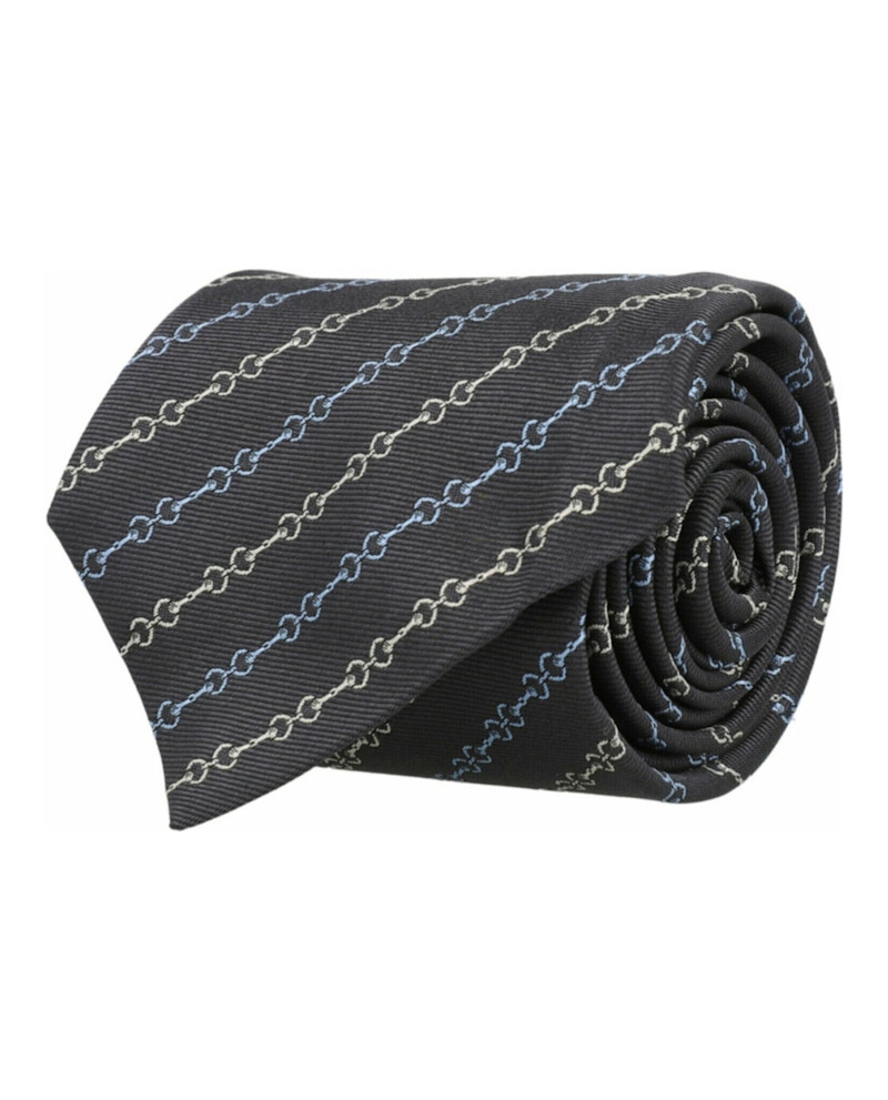 Pre-owned Gucci Men's  Horsebit Silk Jacquard Tie In Sapphire Sky Blue