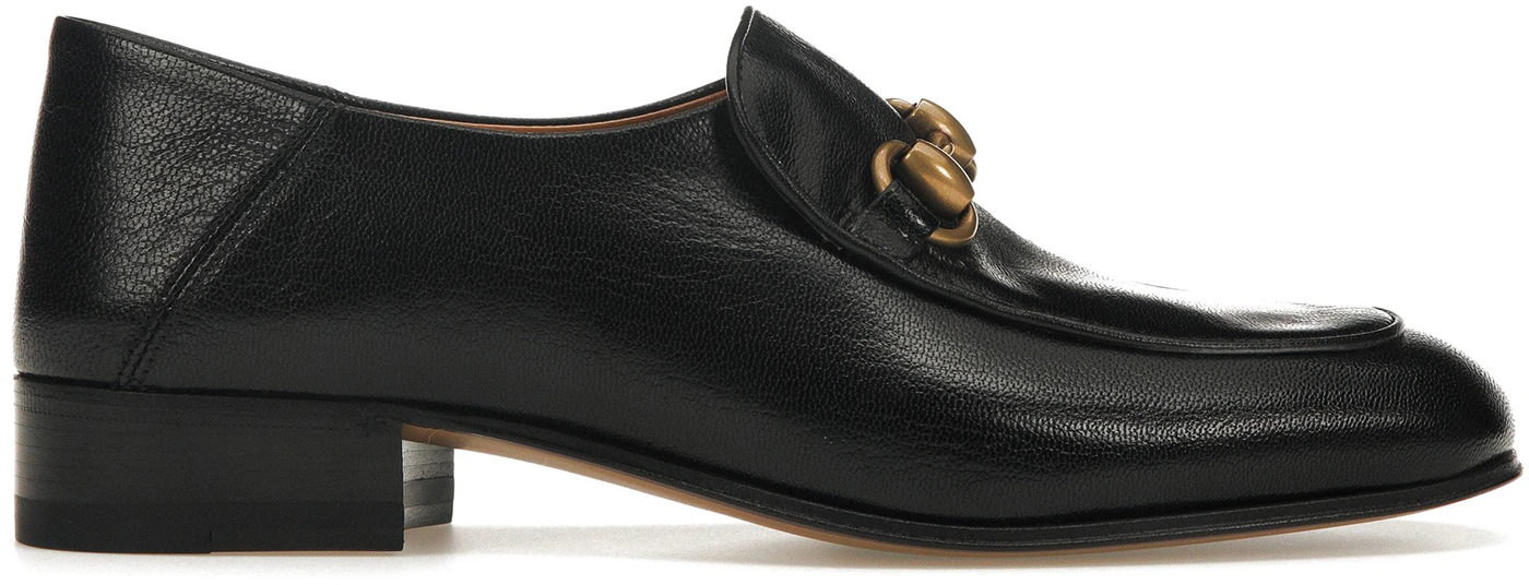 Paris I - Black patent leather loafers with gold horsebit, men's