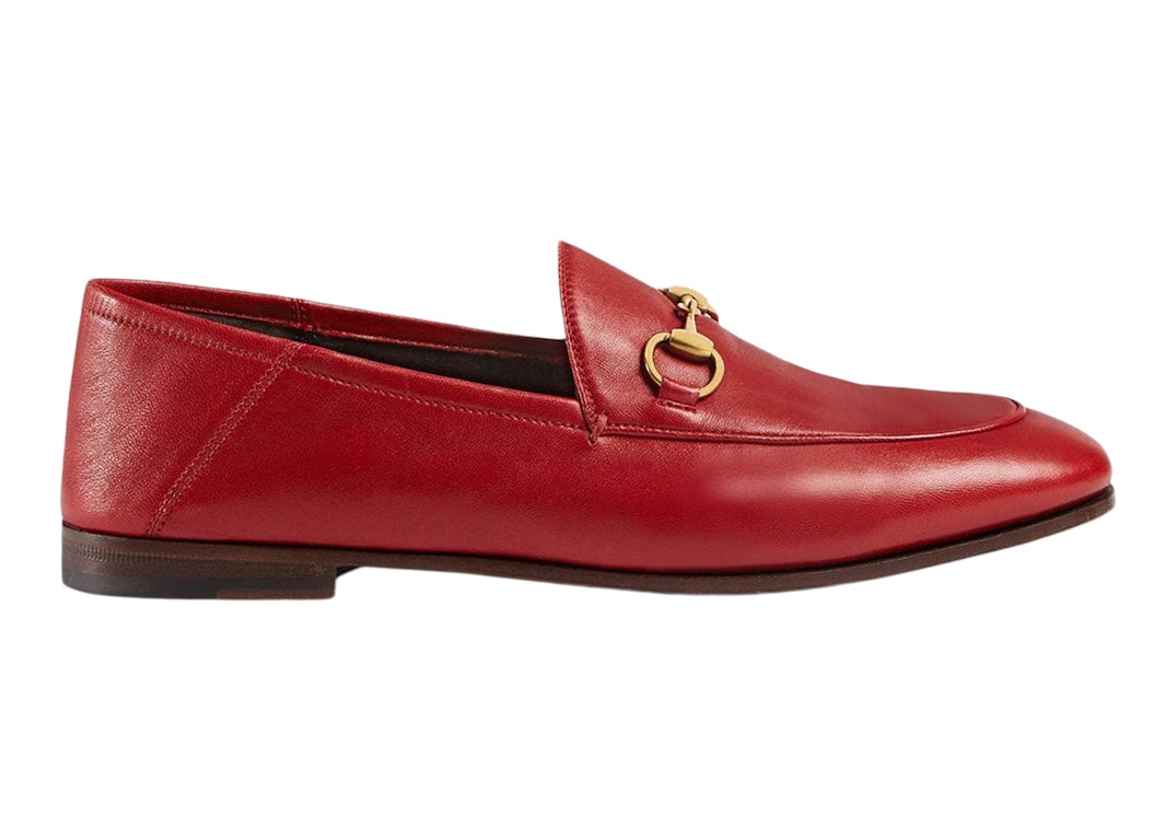 Pre-owned Gucci Horsebit Slip On Loafer Red Leather In Red/gold