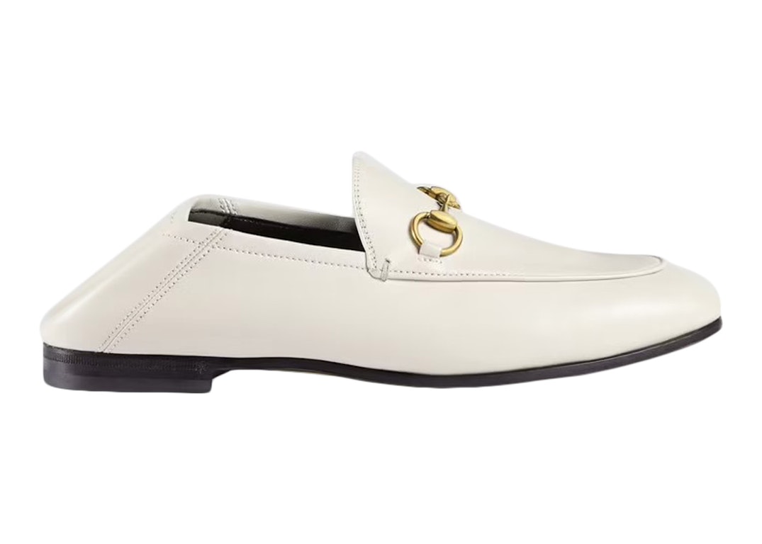 Pre-owned Gucci Horsebit Slip On Loafer White Leather In White/gold