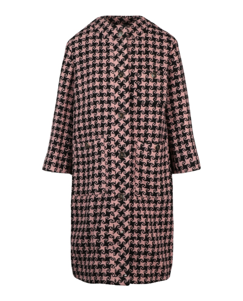 Gucci Houndstooth Patterned Coat Black Pink