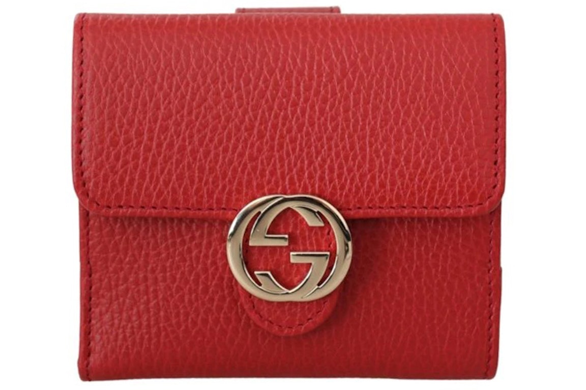 Pre-owned Gucci Interlocked Gg Wallet Small Red