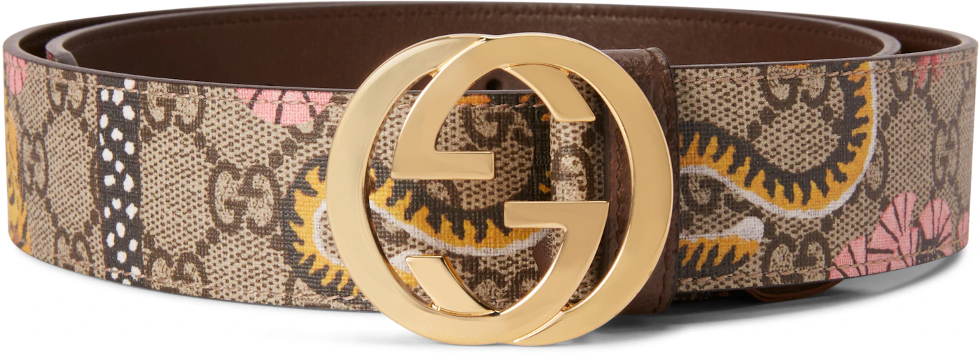Gucci Interlocking G Belt GG Supreme Bengal Print Beige in Coated ...