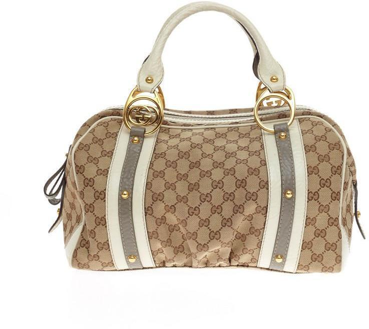 Gucci Interlocking G Boston Bag GG Supreme Medium Beige/Ebony 