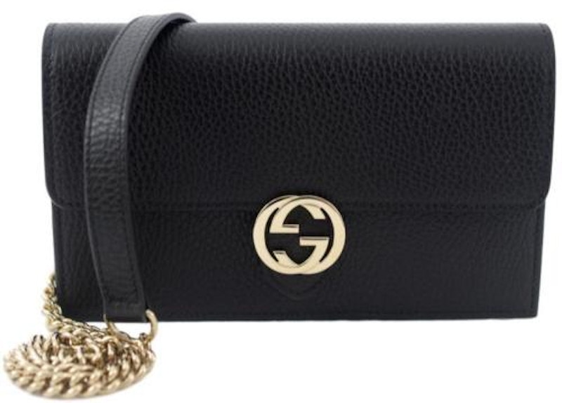 Gucci Interlocking Chain Wallet Pebbled 