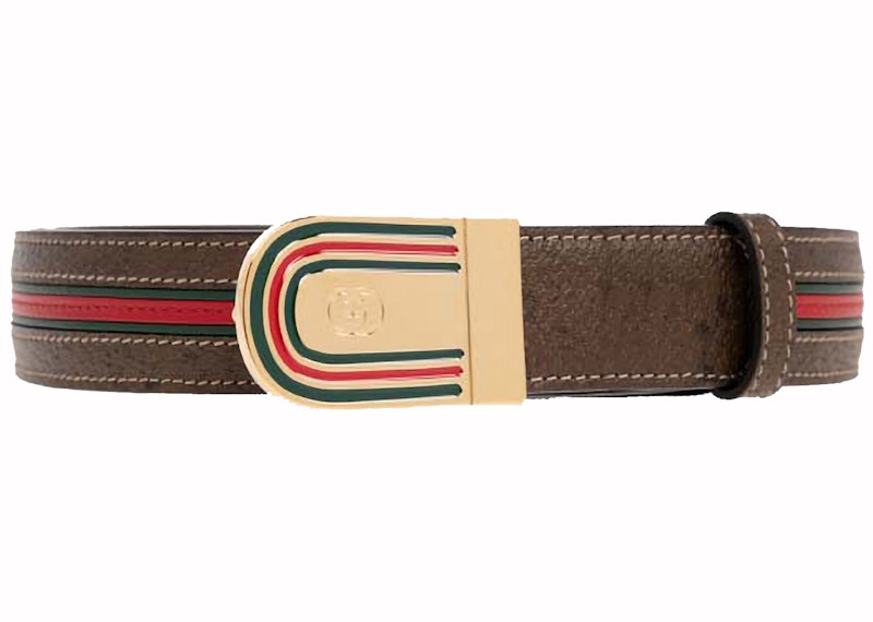 Gucci Interlocking G Belt Silver-tone Brown