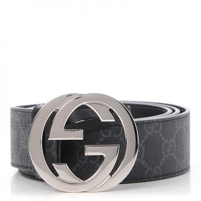 Black GG Supreme leather belt, Gucci