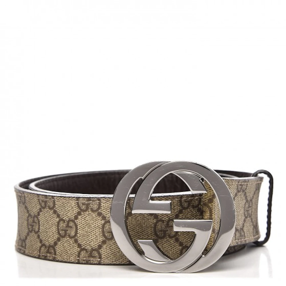 Gucci Interlocking G Belt Monogram GG Plus Dark Brown in Coated