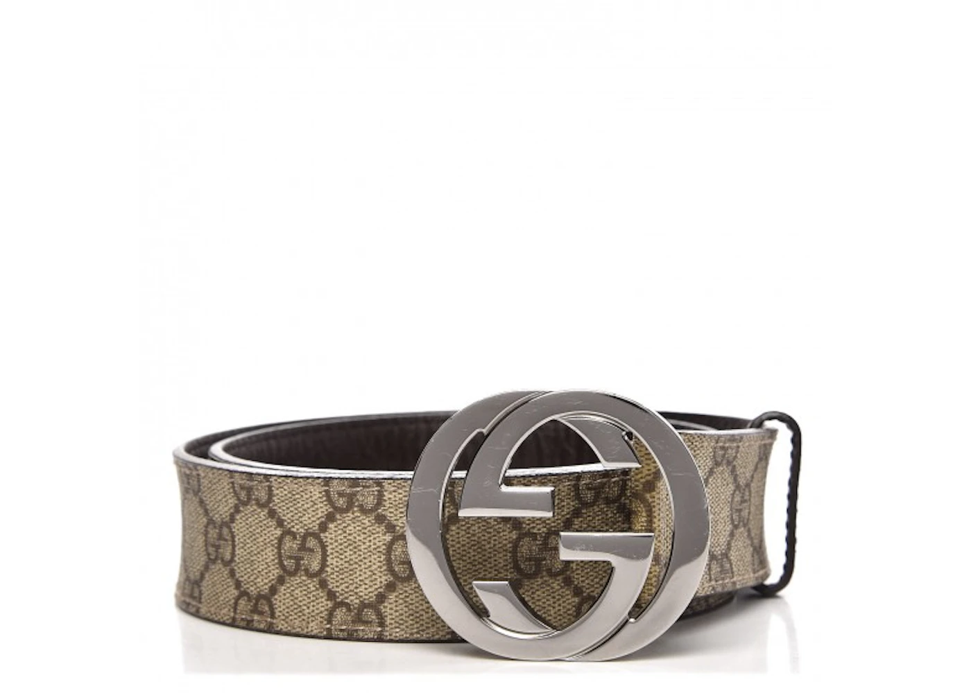 Gucci Interlocking G Belt Monogram GG Plus Dark Brown in Coated Canvas with  Silver-tone - US
