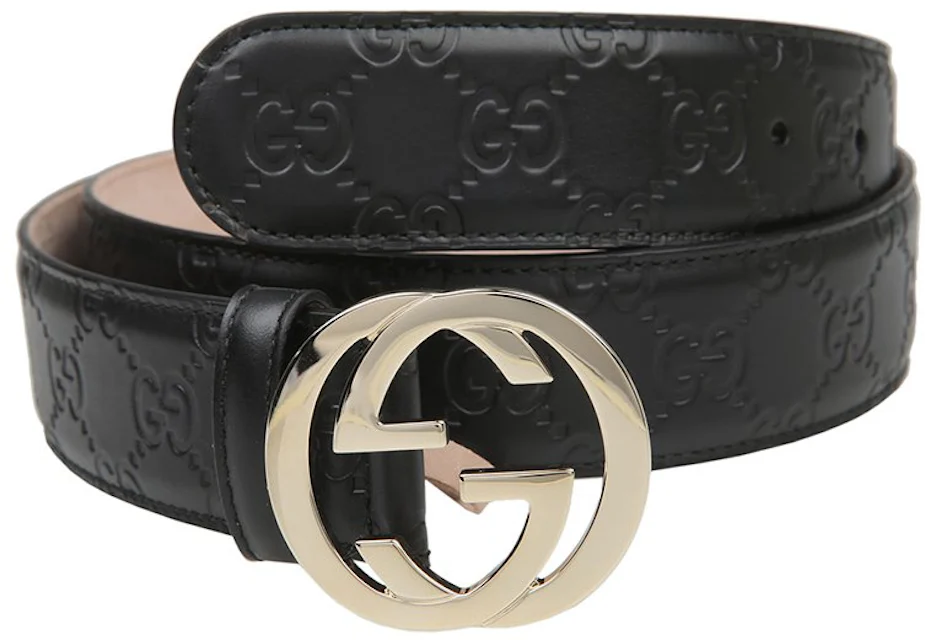 Gucci Interlocking G Belt Signature Guccissima Black/Beige Lining in ...
