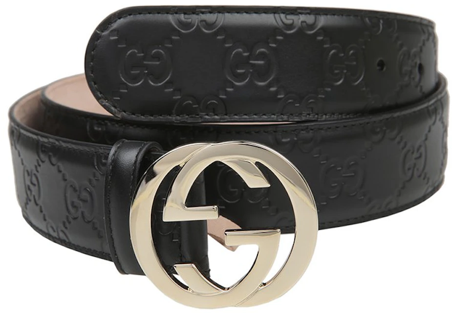 ukendt cowboy glans Gucci Interlocking G Belt Signature Guccissima Black/Beige Lining in  Leather with Silver-tone