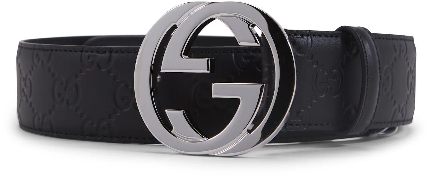 Gucci Gg Men's Black Belt with Interlocking g Buckle