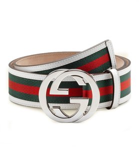 Gucci Interlocking G Belt Stripes White 