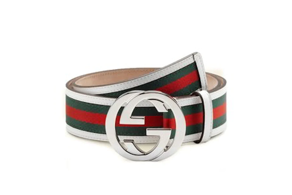 Gucci Interlocking G Belt Stripes White/Green/Red