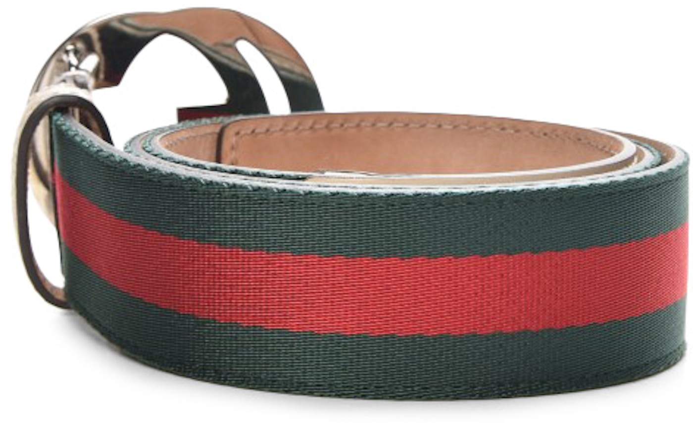 Gucci Interlocking G Belt Web Green/Red in Canvas/Calfskin Leather with ...