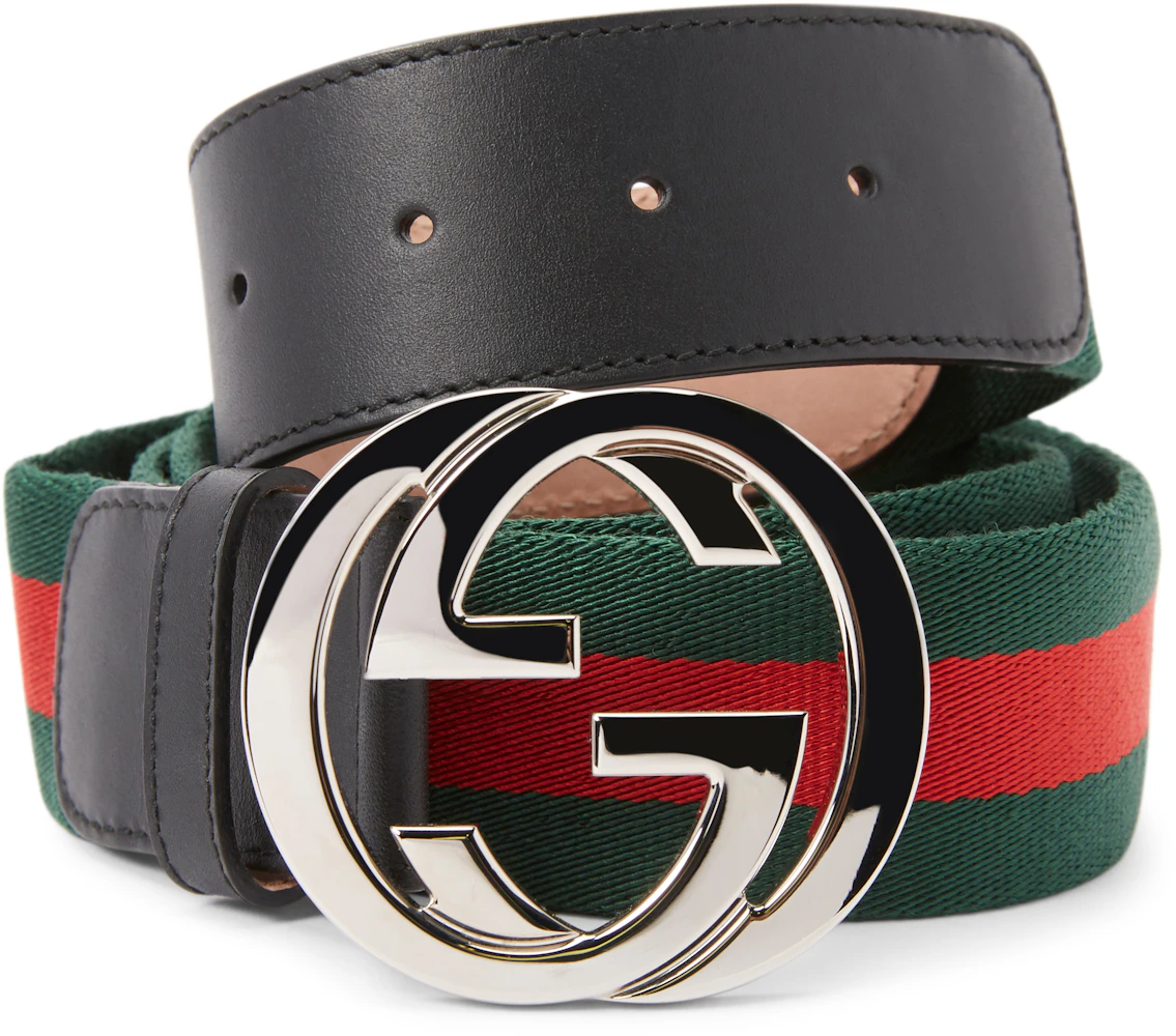 Gucci Interlocking G Pure Web Belt Green/Red/Black in Fabric/Leather ...