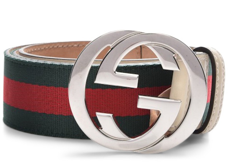 Gucci white cheap green red belt