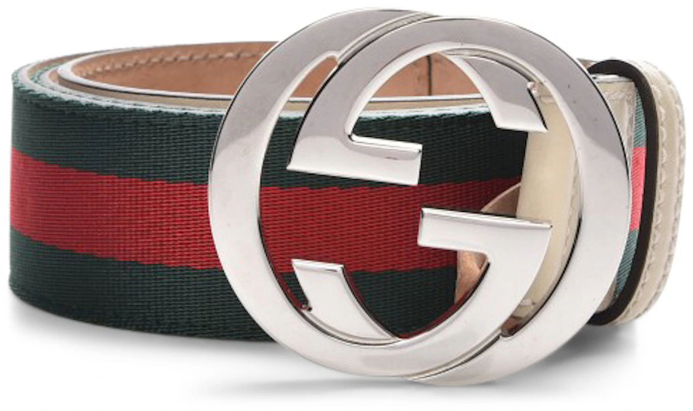 Gucci Interlocking G Belt Web Green/Red in Canvas/Calfskin Leather with ...