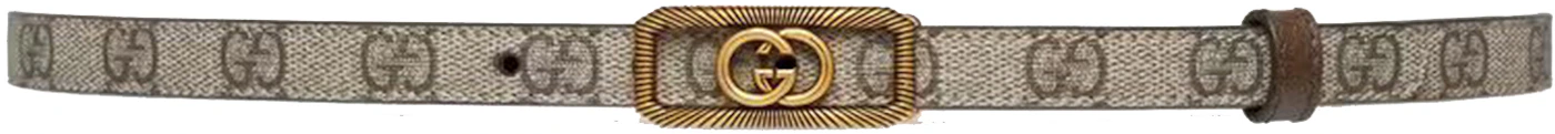 Gucci Belt GG Supreme Leather Trimmed 1.5W Beige/Ebony in Canvas/Leather  with Silver-tone - US