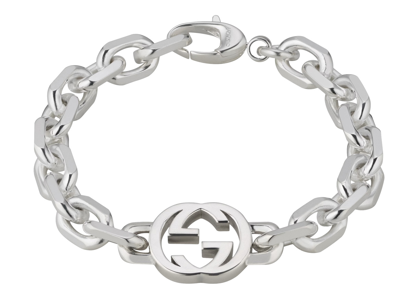 Gucci Interlocking G Chain Bracelet 925 Sterling Silver with Shiny Finish