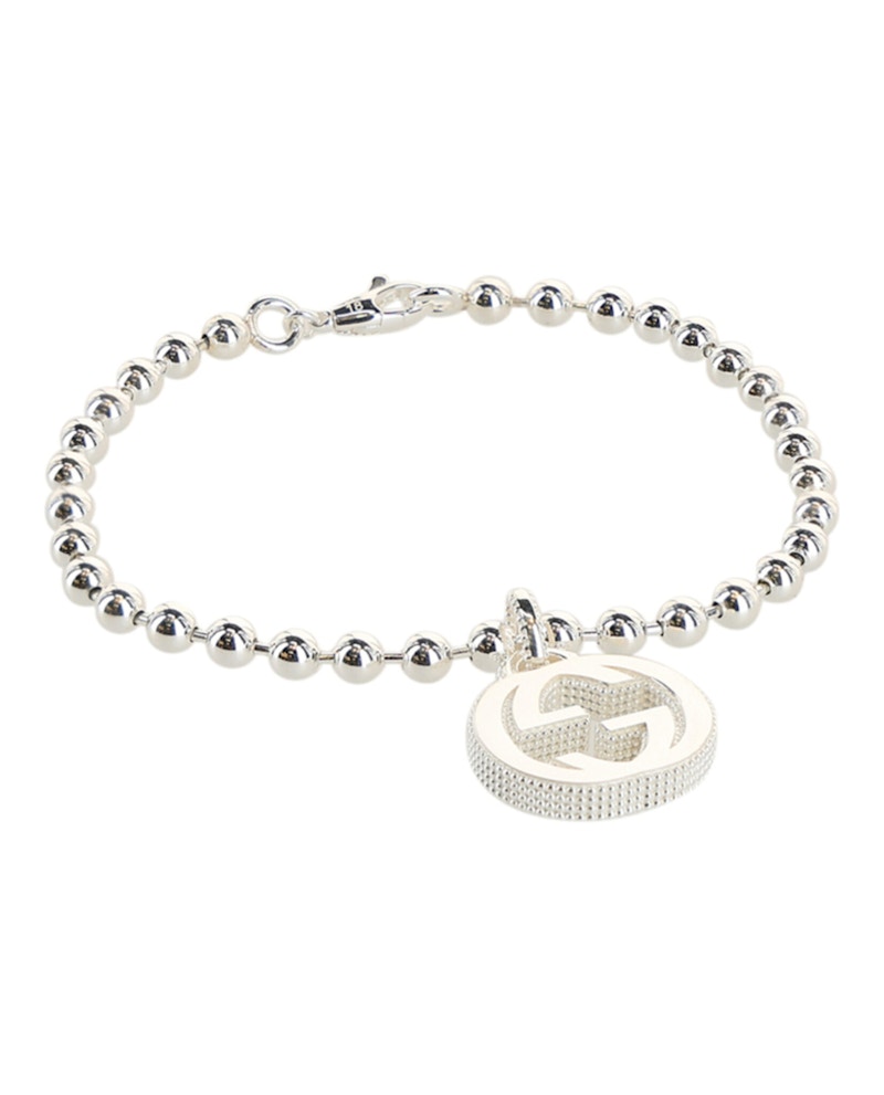 Pre-owned Gucci Women's  Interlocking G Charm Bracelet In Silver