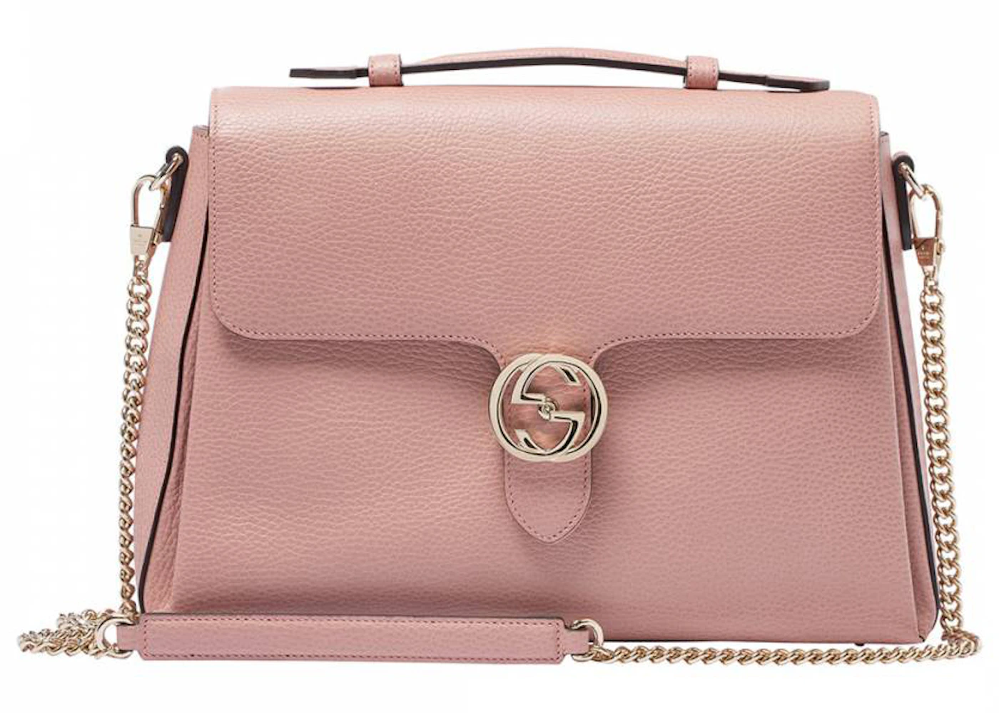 Gucci Interlocking G Crossbody Chain Bag Large Powder Pink in Leather with  Gold-tone - US