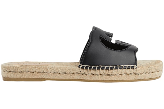 Sandalia Gucci Interlocking G Cut Slide Negro