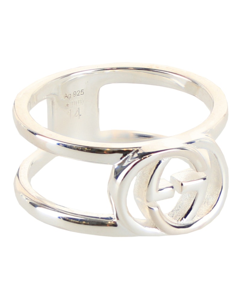 Pre-owned Gucci Women's Interlocking G Cutout Ring In Silver