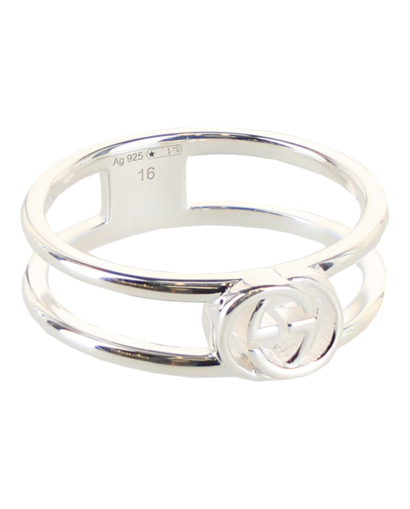 Gucci Interlocking G Cutout Silver Ring Silver