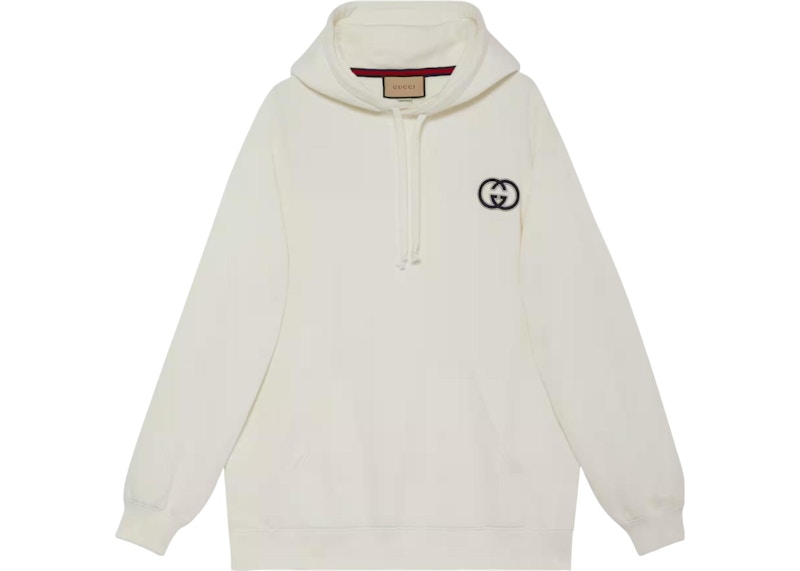 Gucci Interlocking G Drawstring Hoodie Ecru