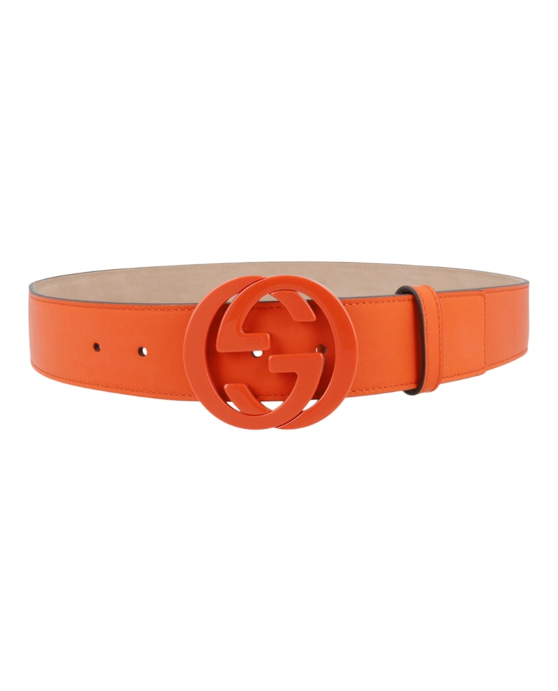 Gucci Interlocking G Leather Belt Deep Orange