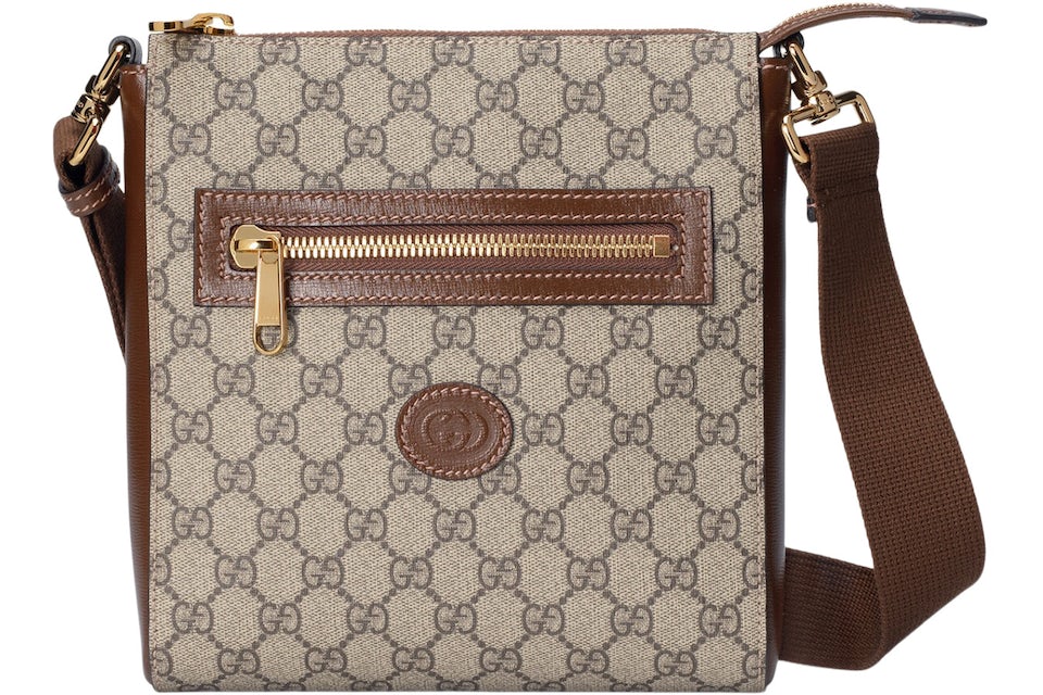 Gucci Interlocking G Messenger Bag GG Supreme Canvas Beige/Ebony in Canvas  with Gold-tone - US