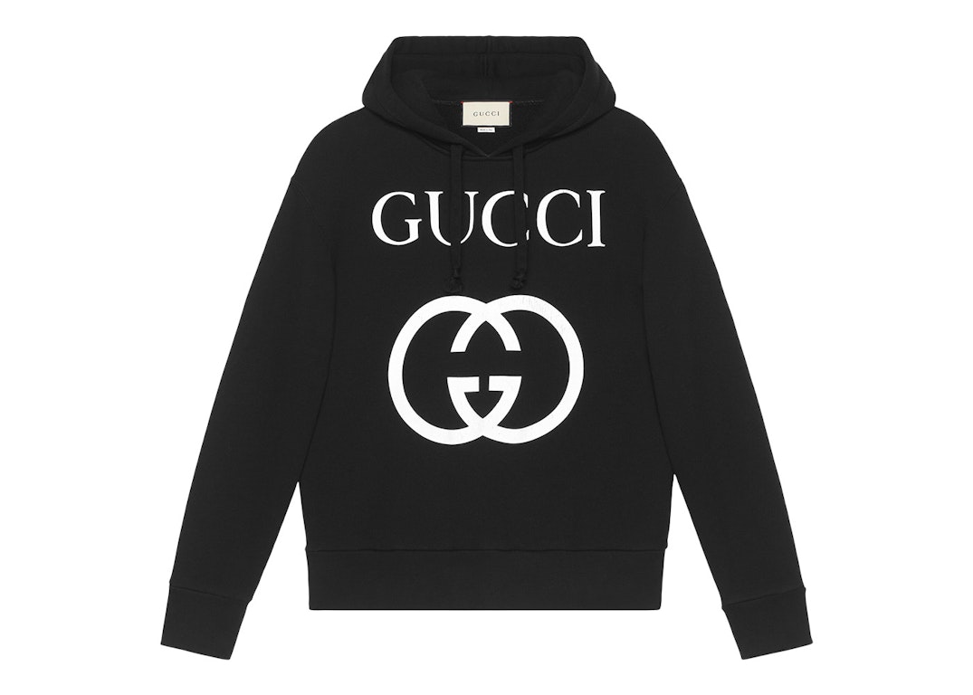 Pre-owned Gucci Interlocking G Oversize Fit Hoodie Black/white