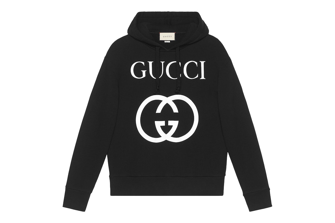 Pre-owned Gucci Interlocking G Oversize Fit Hoodie Black/white