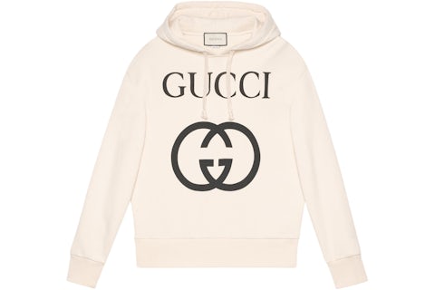 Gucci Interlocking G Oversize Fit Hoodie Off-White/Black Men's